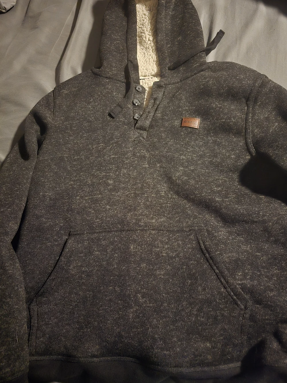 O'Neill Charcoal Sherpa-Lined Hooded Pullover